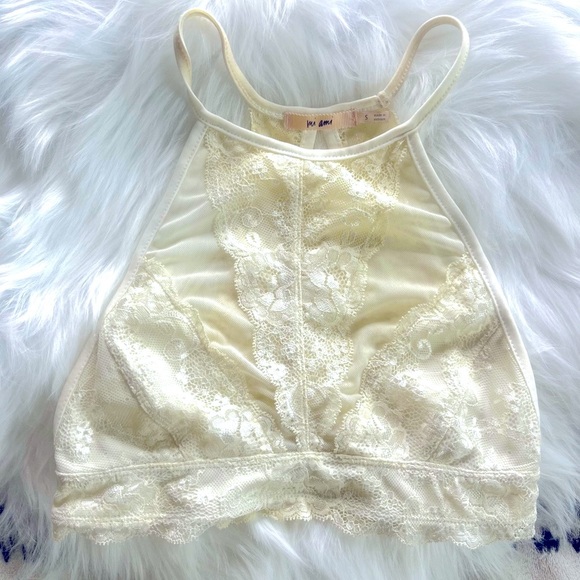 Ivory Lace Romantic Mesh Boho Halter Top Women’s Size Small - Picture 4 of 7